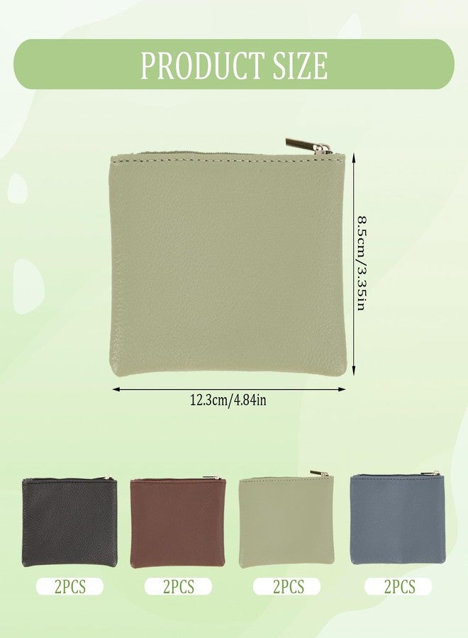 braxan 8 Pack Coin Purse, Leather Zipper Wallet Pouch, Portable Change Wallet, Small Coin Pouch for Women Credit Card Folded Bills Id Key Headset Lipstick, Unisex - Image 2